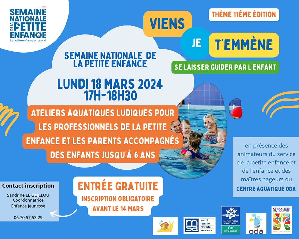 Atelier à la piscine pour les enfants (jusqu’à 6 ans).