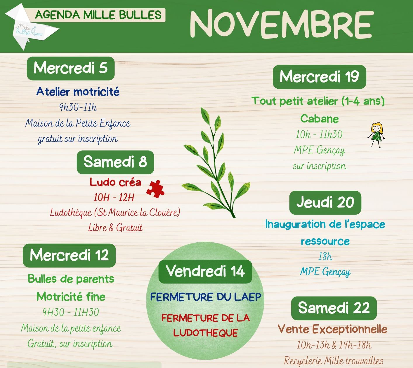 Mille Bulles : Agenda de novembre