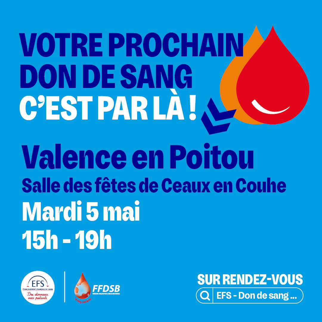 Collectes de sang de mai de Valence en POITOU : mobilisation essentielle face aux jours fériés